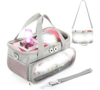 Glomc For Tonies Carry Case, Portable Carrying Case Starter Set And Figurines With Shoulder Strap & Handle Pink Red Gray(Gray)