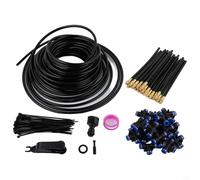 Glomc Irrigation System Kit Garden Watering Misting Sprinkler Adjustable Hose Atomization Cooling Quick Install 26 46 66 86 Pieces for Yard Lawn Black(20m)