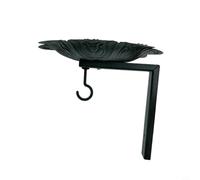 Glomc Outdoor Iron Bird Feeder and Bath with Plant Hook for Fence Yard Garden, Dual Function Feeding Station and Wildlife Attractant, Wall-Mounted Design for Wild Birds