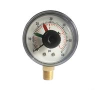 Glomc Radial Vacuum Pressure Gauge With Red And Green Dual Pointers, 1.6 Accuracy Level, 0-4 Bar Range, Brass And Stainless Iron Build, Npt1/4 Connection For Industrial
