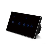 Glomc Smart Wall Switch,For Tuya App,2.4GHz Wi-Fi Touch Control,2-8 Gang Compatible,Voice Control For Alexa/for Google Home,10A 220V Glass Panel(5 Gang-Black)