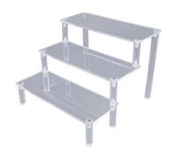 Glomc Transparent Acrylic Display Stand 3 Layers for Figurines Cosmetics Nail Polish - Clear Shelf Riser 30x20x15cm(3 layers 20cm)