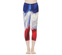 Glomenade Womens Yoga Pants High Waist Stretch Workout Running Legging Tummy Control Sports Capri Pant Joggers, French Flag, M