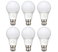 GLOMILITE B22 LED Bayonet Light Bulb 7W | Cool White (6500K) | Energy Saving Bulb | 15000h Lifespan | Flicker-Free | Indoor & Closed Outdoor Use (Equilivant to 60W) - 6 Pack