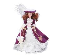 Glomora 1:12 Scale Miniature Porcelain People, Victorian Style, Dark Purple Attire, Ideal for 1/12 Dollhouse Decor and Photo Props