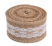 Glomora 2 Rollos 5m Hermoso Rollo de Cinta de Encaje de Lino, Hogar Navidad Boda Accesorios de Bricolaje para Manualidades Envolver Regalos Fiestas Vacaciones y Decoraciones de (Type C)