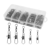 Glomora 210pcs Fishing Swivel Snap Kit, Stainless Steel Fishing Line Connector Fishing Tackle,Type B pin Connector Shaped Figure Eight Ring