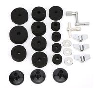 Glomora 23Pcs Drum Felt Pad, Cymbal Replacement Accessories, Cymbal Stand Felts, Drum Cymbal Felt Pads Include Wing Nuts, Washers, with Base Wing Nuts Washer Percussion Accessories (Black)