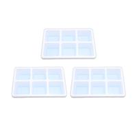 Glomora 3Pcs Silicone Ice Cube Tray Leakage Proof Detachable Lid Square Ice Cube Mold Set for Cocktails Whiskey