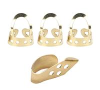 Glomora 4Pcs Finger Picks, Metal Adjustable Hollow 3Pcs Index Finger 1Pc Thumb Banjo Guitar Ukulele Parts for Gutiar Bass Ukulele Banjo (Golden Color)