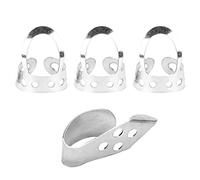 Glomora 4Pcs Finger Picks, Metal Adjustable Hollow 3Pcs Index Finger 1Pc Thumb Banjo Guitar Ukulele Parts for Gutiar Bass Ukulele Banjo (Silver)