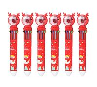 Glomora 6 Pack Festive Christmas Ballpoint Pens - 10 Vibrant Colors, Retractable Press Style | 16cm 140g Plastic, for Teachers, Students, Kids & Holiday Gifts