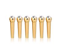 Glomora 6Pcs Bridge Pin Copper Material Folk Acoustic Guitar Bridge Pin Peg Nail with Colorful Crystal Glass Dot (White)