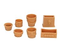 Glomora 7 - Piece Dollhouse Flower Pot Set, 1:12 Scale Resin Miniatures, Perfect for DIY Dollhouse Décor, Garden Landscape, and Photo Props