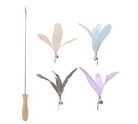 Glomora Cat Fishing Pole Toy,Wooden Handle Telescopic Pet Cat Funny Teaser Dangler Rod Stick with 4PCS Feather Replacement Head Interactive Training Toy for Kitten.