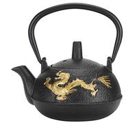 Glomora Iron Teapot, 0.3L Tea Kettle with Strainer Gold Dragon Pattern Desktop Ornaments Simulation Japanese Style for Home School Office