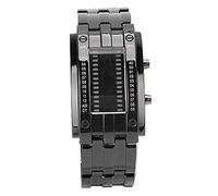 Glomora Men's Watch Fashion Exquisite Alloy Men's LED Watch with Binary Time Mode Display Binary Time Sport Army Wristwatches (Men's Gun Color)