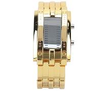 Glomora Men's Watch Fashion Exquisite Alloy Men's LED Watch with Binary Time Mode Display Binary Time Sport Army Wristwatches (Men's Gold)