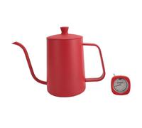 Glomora Pour Over Coffee Kettle Professional Large Capacity Gooseneck Stainless Steel Coffee Tea Pot with Thermometer for Home Use 600ml Red