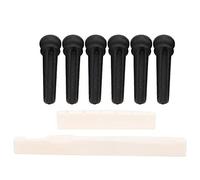 Glomora String Stud Kit, Acoustic Guita Ox Bone Guitar Nut and Saddle Strings Tension Adjustment Tool Accessories (Ebony string pins + cow bone upper and lower)
