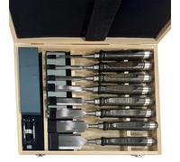 Glomora Wood Chisel Set 8 Piece, Wood Carving Tools Kit with Walnut Handles Sharpening Stone Honing Guide for Woodworking Beginners Professionals