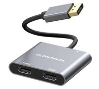 Glomtheia - 4K 60Hz Dual DisplayPort to HDMI Adapter, MST Splitter for Dual Monitor Extender, Support Extended and Mirror Mode, Plug and Play, USB Power Cord Included