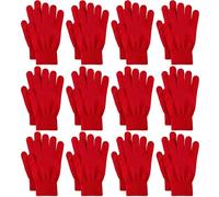 Glooarm 12 Pairs Winter Gloves Knit Warm Gloves Bulk Adult Stretchy Magic Gloves for Men Women Teens, Red, Large