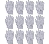 Glooarm 12 Pairs Winter Gloves Knit Warm Gloves Bulk Adult Stretchy Magic Gloves for Men Women Teens, Light Gray, Medium