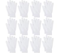 Glooarm 12 Pairs Winter Gloves Knit Warm Gloves Bulk Adult Stretchy Magic Gloves for Men Women Teens, White, Large