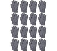 Glooarm 16 Pairs Winter Gloves for Men Women Knit Stretchy Warm Gloves Adult Magic Gloves Bulk Pack, Black With White, Large