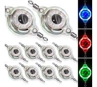 Glooglitter 10 Pcs LED Fishing Lures, LED Lighted Bait Underwater Flasher, Deep Drop Ice Fishing Spoons, Fish Eye Attractive Light Lures, Deep Sea Lighted Bait Kit for Bass Halibut Saltwater Trolling