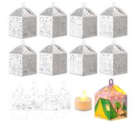 Glooglitter 36 Set Camping Crafts Kits Color Your Own Camp Luminaries with LED Lights DIY Lantern Craft Set Creative and Fun Activity Ideal for Summer Camp Parties and DIY Projects Decorations
