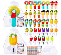 Glooglitter 48 Pack Mini Portable Fans with Cards Gifts Cute Sweets Ice Cream Handheld Press Cooling Fans for Summer Graduation End of the Year Pool Birthday Party Outdoor Activity Prize Exchange