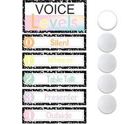 Glooglitter 5 Pcs Push Light and Magnetic Voice Level Chart Poster Composition Notebook Classroom Decor LED Tap Light Voice Chart Noise Level Rules Sign for Classroom Teachers Back to School Supplies
