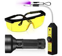 Glooglitter Auto Air Conditioner Leak Detector Tool WJL-6000 Refrigerant Leak Detector with UV Flashlight and Yellow UV Protective Glasses for HVAC Air Conditioner R22 R410A R134A