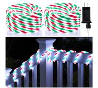Glooglitter Christmas Candy Cane Rope Light, 200 LED Decor Lights 8 Modes Multicolor Lights for Garden Patio Xmas Tree, Indoor Outdoor Christmas New Year Winter Decorations(White,66 ft)