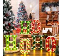 Glooglitter Christmas Decorations Indoor Marquee Light up Letters 8.5 Inch LED Light up Sign Christmas Table Decorations for Mantle Home Bedroom Tabletop Fireplace Wall Xmas Decor(Ho Ho Ho)