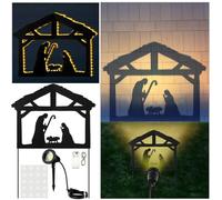 Glooglitter Christmas Nativity Scene Silhouette Outside Decorations with LED Stakes Lights Door Garage Lawn Yard Garden Ornament for Xmas Holiday Decoration (Batteries Not Included)