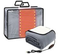 Glooglitter Electric Heated Blanket 50"x60" Heating Throw Electric 5v USB Powered with Timer and Temperature Controller for Car Winter Travel Home Office Camping(Gray and White,Solid Color)