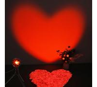 Glooglitter Heart Shaped Projection Lamp with 1000 Rose Petals Valentine's Day Sign Novelty Indoor Lamps USB Powered Romantic Night Light for Him Room Decorations Marry Me Proposal Weddings (Red)