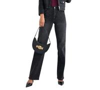 Glook Women Bootcut Jeans Stretchy Mid Waist Flared Fit, Wide Leg Tummy Control Denim for UK (S, Black 2)