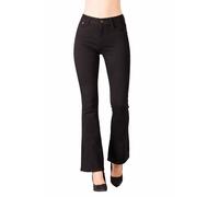 Glook Womens 70s Style Denim Flared Jeans - Stretchy Mid Waist Ladies Bootcut - Bell Bottom Flares Pants (XXL, Black)
