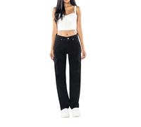 Glook Womens Cargo Straight Cut Jeans Mid Waist Ladies Bootcut Pants (S, Black 1)