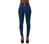 Glook Womens High Waist Skinny Slim Fit Stretchy Denim Butt Lifting Jeans Pants (16, Blue)