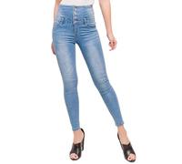 Glook Womens High Waisted Jeans Stretch Skinny Fit Denim with 4 Buttons Pants, Butt Lifting Style for Women UK (XS, Faded Blue 3)