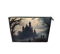 Gloomy and Witch Print Toiletry Bag - Travel Makeup Storage Bag, Cosmetic Bags, Pu Leather Waterproof Lightweight Make Up Pouch Organiser for Girls, Women, and Men