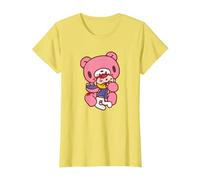 Gloomy Bear The Naughty Grizzly Biting Pity's Neck T-Shirt, Women, Lemon Yellow, X-Large