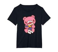 Gloomy Bear The Naughty Grizzly Biting Pity's Neck T-Shirt, Women's Plus, Black, 1X