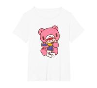 Gloomy Bear The Naughty Grizzly Biting Pity's Neck T-Shirt, Women's Plus, White, 1X
