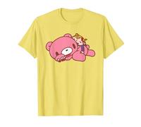 Gloomy Bear The Naughty Grizzly & Pity Relaxing Anime T-Shirt, Men, Lemon Yellow, Small